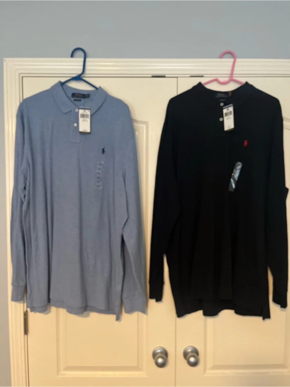 Ralph Lauren Men’s Long-Sleeve Polo Shirt - Light Blue and Black